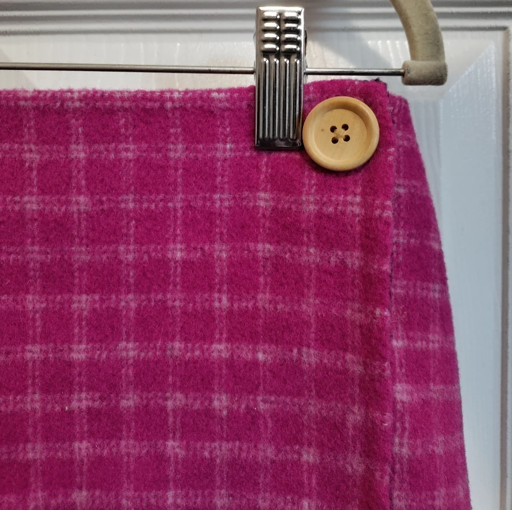Vintage Lilly Pulitzer pink plaid wool wrap front mini skirt women'…